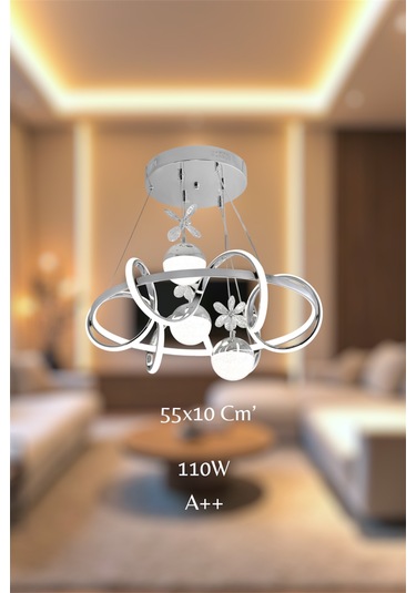 Ey Shop 3 Lü Toplu Çember 3 Renk Beyaz&sarı&günışığı Led Avize Krom