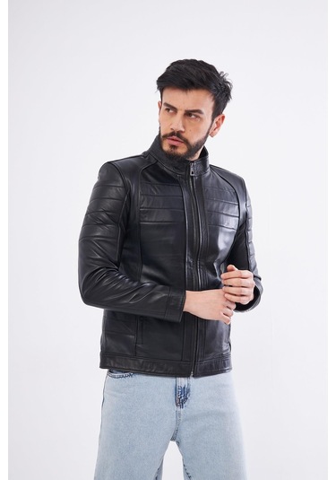 Derinss Der224 Hakiki Deri Erkek Siyah Mont 001