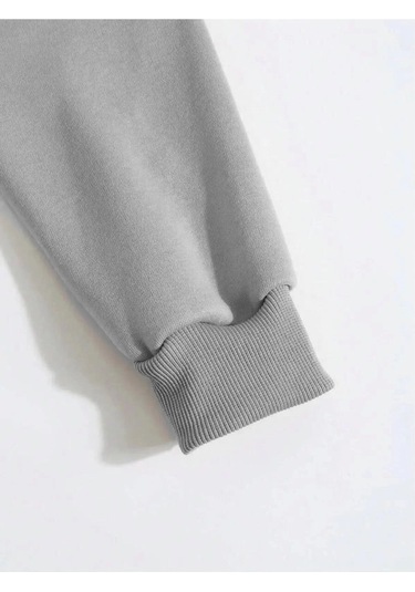 Erkek Düz Kapüşonlu Sweat - Boyalı Gri Boyalı Gri