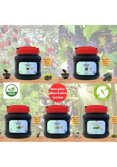 Bozkır Tahin Merkezi Karadut + Keçiboynuzu + Üzüm + Kozalak + Andız Pekmezi 5 x 950 G