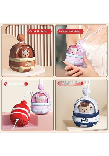 Aurora Açıkton Usb Şarj Karikatür Asılıboyun El Yapraksız Fan Küçük