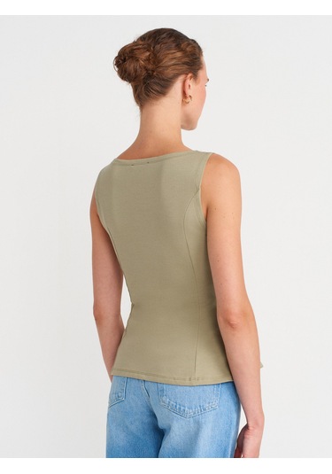 Dilvin 21001 Kayık Yaka Peplum Top-çağla Çağla