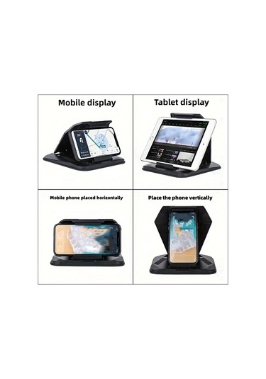 Dashanshop Black- Araç Telefon Tablet Navigasyon Braketi Merkez Konsol Yatay Dikey Ekran Universal Taban Çok Fonksiyonlu Destek Klips