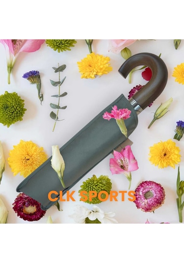 Ahşap Baston Saplı , Fermuarlı Kılıflı Tam Otomatik Şemsiye -bej Genel