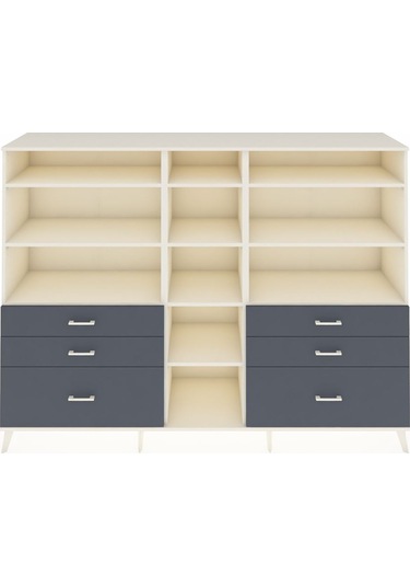 Hyperion Dolap 10 Raflı 6 Çekmeceli 220x44x163 Aytaşı-aytaşı/ant Aytaşı-aytaşı/antrasit