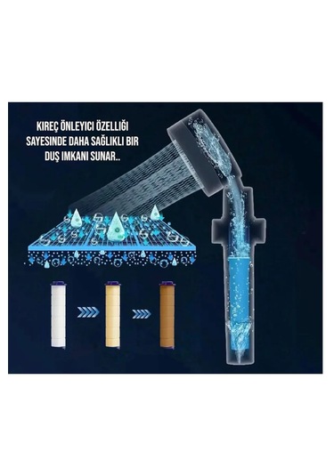 Filtreli Kireç Önleyici Aç-kapa Özellikli 3 Fonksiyonlu Duş Ba... Krom