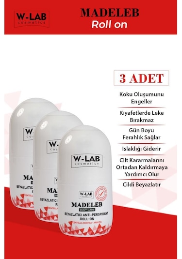 W-Lab Cosmetics Madeleb Beyazlatıcı Roll-On Deodorant 3 x 50 ML