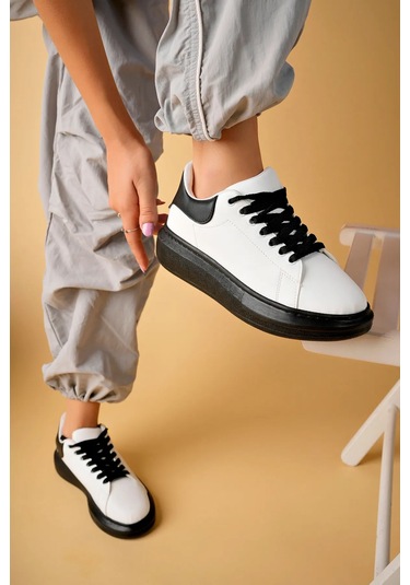 Luis A Costa Lc101 Beyaz Siyah Cilt Siyah Taban Kadın Sneaker Renkli