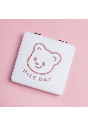 Sevimli Şekiller Kara Cep Aynası 1 Adet-1634 Beyaz