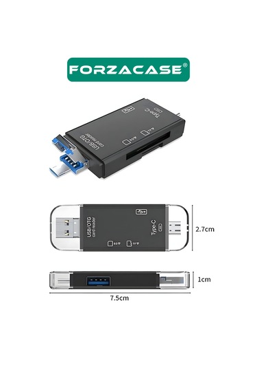 Forzacase Fc984 6in1 Usb Otg Sd / Tf  Usb 3.0 Type-c Micro Usb Kart Okuyucu