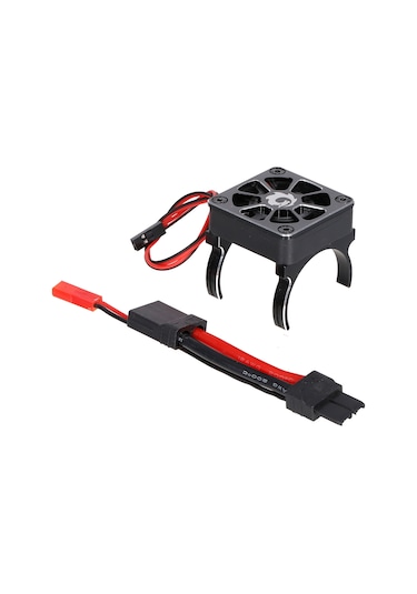 Samdoo Trx-4 Scxı10 Rc4wd Tırmanma Arabaları İçin 540/550 Motor Soğutucu Fanı Çift Kilitli Ve Adaptör Kablolu Siyah
