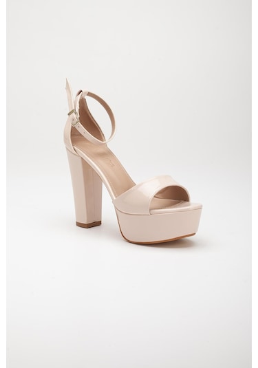 Tek Bant Rugan Ten Kadın Platform Topuklu Abiye Ayakkabı 2384 Ten
