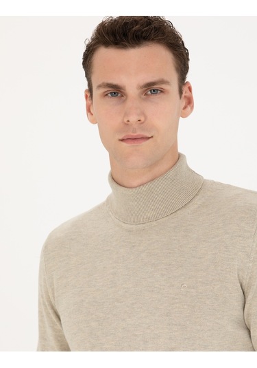 Pierre Cardin Erkek Kum Melanj Triko Kazak 50276162-vr123 Kum Melanj