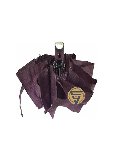April A-217l Unisex Tam Otomatik Şemsiye Desenli Mor Siyah