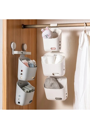 Tenfowee Abs Plastik Duvarlı Depolama Sepeti, 20x11x19 Cm, Ev Odalarında Çeşitli Kullanimlar İçin Modüler Organizatör, Beyaz Beyaz