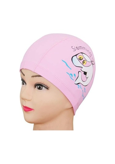 Çocuklar İçin Kulak Tıkacı Bulunan Unisex Model Su Geçirmez Yüzme Bonesi Pembe