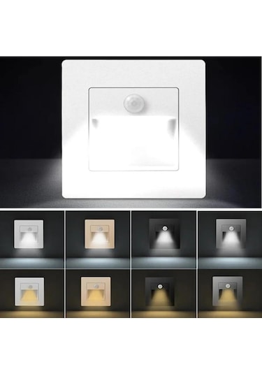 Sıcak Beyaz Kızılötesi Hareket Sensörü Merdiven Işıkları Kapalı Açık Merdiven Basamağı Duvar Lambası 3 W Gömme Led Aplik 55024390 Sıcak Beyaz