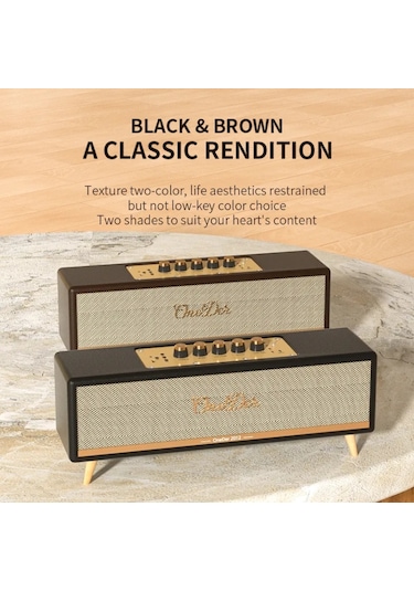 Oneder D8 Wireless Retro Dual Microphone Bluetooth Speaker Kahverengi