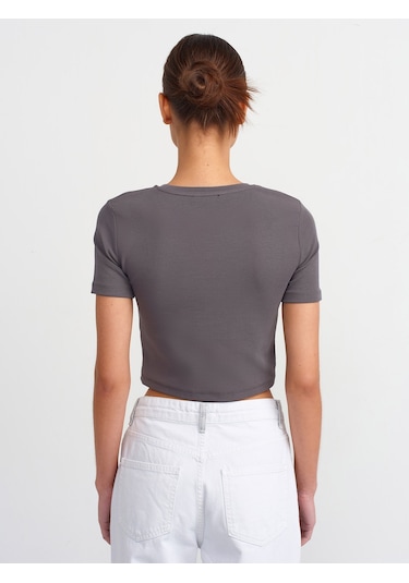Dilvin Crop T-shirt Füme