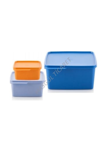 Tupperware Kare Saklama Kabı 3’Lü 500-12-25 L Çok Amaçlı Kutu Renkli Çok Renkli