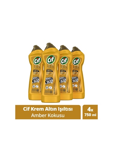 Cif Krem Yüzey Temizleyici Altın Işıltısı Amber Kokulu 4 x 750 ML