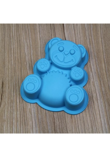 Mavi 3d Ayı Kek Kalıbı Silikon Jöle Fondan Kalıp Çerez Tava Tatlı Kalıp