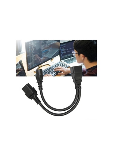 Springsun Iec320 C20'den C19+c13'e Y Tipi Güzergah Çevirici, 1 Giriş 2 Çıkışlı Pvc Kablolu Güç Adaptörü 0.32m