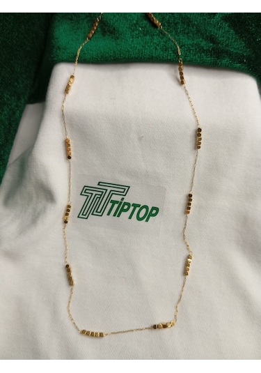 Tiptop/ Siyah Boncuklu Gold Renk Kutup Yıldızı Ve Silver Çelik Kolye 2'li Set Gold