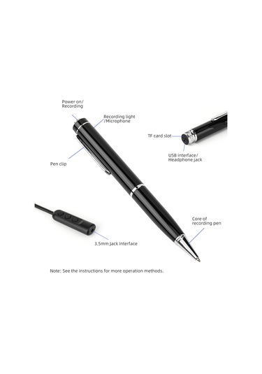 Geeroyoo Profesyonel Kalem Şeklinde Ses Kaydedici - 384 Saat Kayıt, Usb Şarj, Mp3 Çalar, 32gb Hafıza