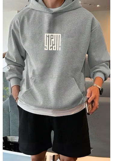 Oksit Yeah Square Ön Baskılı Pamuklu Erkek Sweatshirt 001