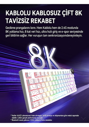 Ak820 V2 Pro 8k+8k Ekranlı Mekanik Oyun Klavyesi-10.000 Mah Batarya