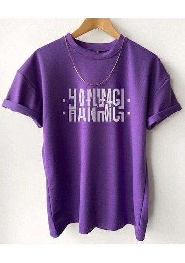 Hırsch Erkek Mor Oversize Hanımcı Baskılı T-shirt Mor