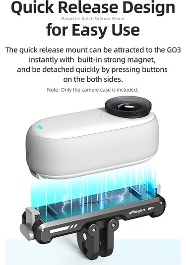 Novahub Geeksen Amagisn Ag11 Hızlı Çıkışlı Kamera Aparatı - Insta360 Go3 Uyumlu, Siyah Yeni Tasarım Siyah