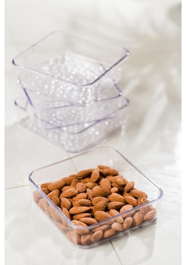 Akrilik Şeffaf 4'lü Tek Kapaklı Kahvaltılık & Sunumluk Şeffaf