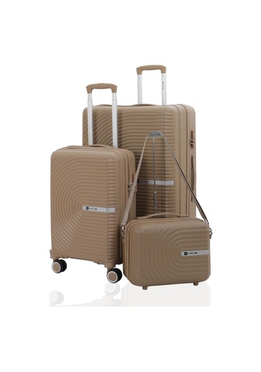 Mçs Polipropilen 3lü Valiz Seti Büyük & Kabin & Makyaj V374 S24sy1000081-set 00026 Şampanya
