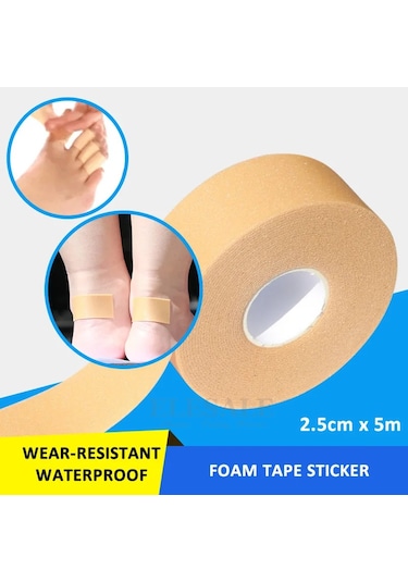 1 Rulo 2.5 Cm 5 M Elastik Su Geçirmez Köpük Bant Aşınmaya Dayanıklı Bandaj