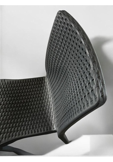 6 Adet Kolsuz Rattan Sandalye Antrasit Antrasit