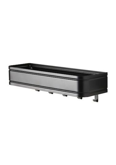 Galvanizli Çelik Askılıklı Duvar Rafı MeridyenDukkan 40x12,5 cm S Siyah