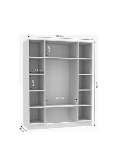 4 Kapak 2 Çekmece Gardırop Mdf Kapak Ceviz - Beyaz