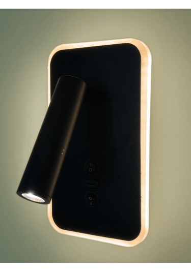 Type-c Girişli Led Duvar Okuma Lambası Başucu & Çalışma Apli... Siyah