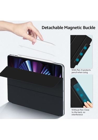 Yunboo 11 İnç İpad Uyumlu Uyumlu Pro 2020/2021 İçin Manyetik Tablet Kılıfı - Çıkarılabilir Tokalı Pu Deri Kılıf Pembe Diğer Diğer