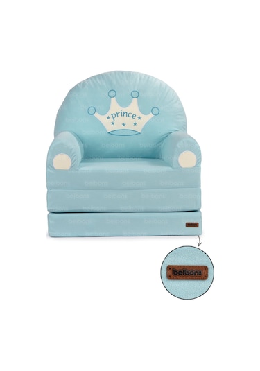 Portatif Katlanabilir Sevimli Çocuk Koltuğu - 3 Katlı Çocuk Yatak Koltuk - Taşınabilir Bebek Koltuğu Mavi