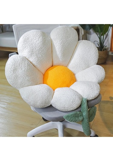 Elmpaly Turuncu Yastık 24x25 İnç Yumuşak Puşiden Dekoratif Çiçek Koltuk Yastığı Turuncu
