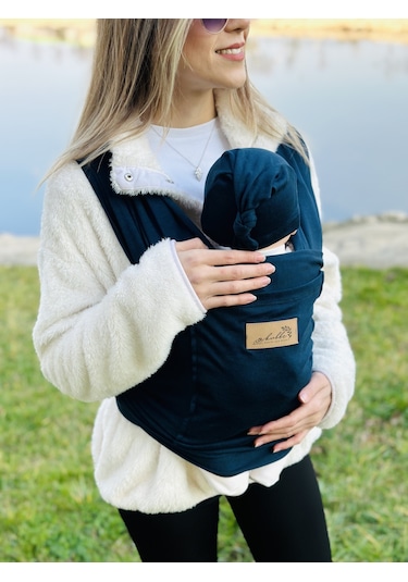 Lacivert Anakucağı Cepli Bebek Taşıma Şalı, Bebek Askısı Sling