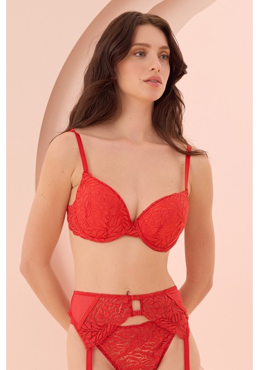 Loya Kadın Kırmızı Parma Destekli Tek Sütyen Kırmızı