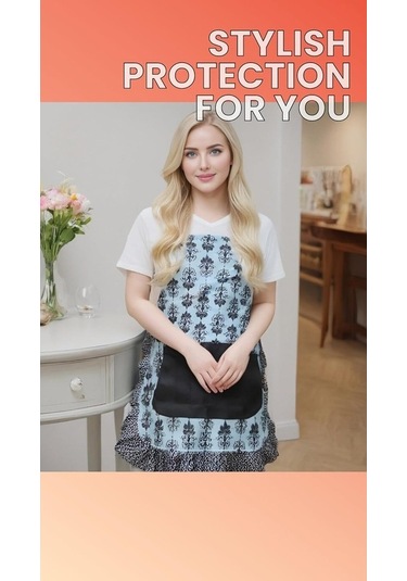 Fastbuy Kadın Kızlar İçin Büyük Cepli Güzel Çiçekli Retro Önlükler Koyu Renk Diğer Modeller Diğer