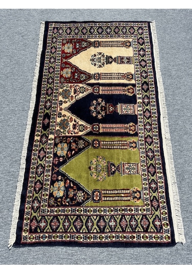 El Dokuma Afgan Halısı Saf Seccade Namazlık 86x152 %100 Yün Halı