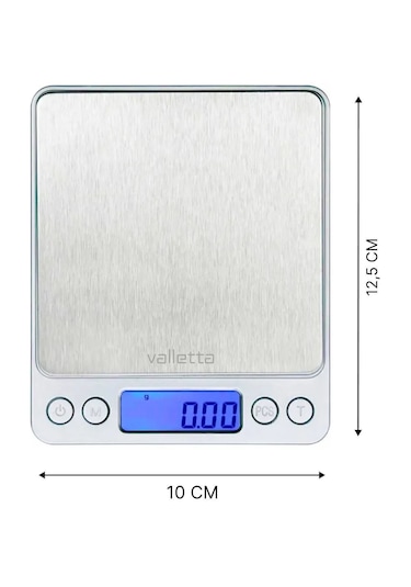 Valletta Ayada Pil Paslanmaz Çelik Mutfak Tartısı 3 Kg