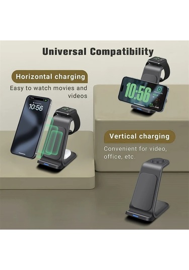 Motion003 Beyaz 1 Adet Fdgao 3u 1 Arada Kablosuz Sarj Istasyonu İphone Uyumlu 16 15 14 Pro Max İwatch Airpods 15w Hizli Sarj Usb C