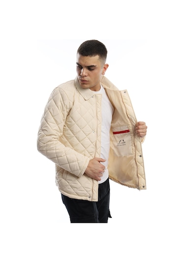 Polo State Erkek Baklava Desenli Mont Ekru